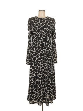 Ann Taylor Black and Cream Giraffe-Print Long Sleeve Maxi Dress